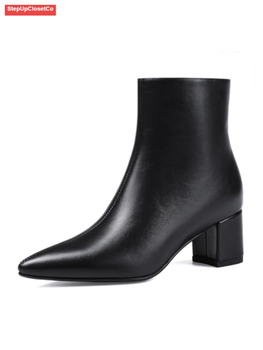 Pointed Toe Ankle Boot Chunky Block Low Heel Bootie